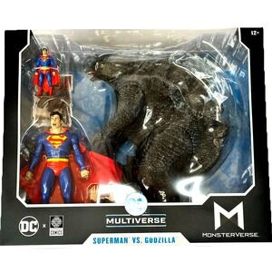 DC Multiverse Superman vs Godzilla Figure Set MonsterVerse Justice League Boxed